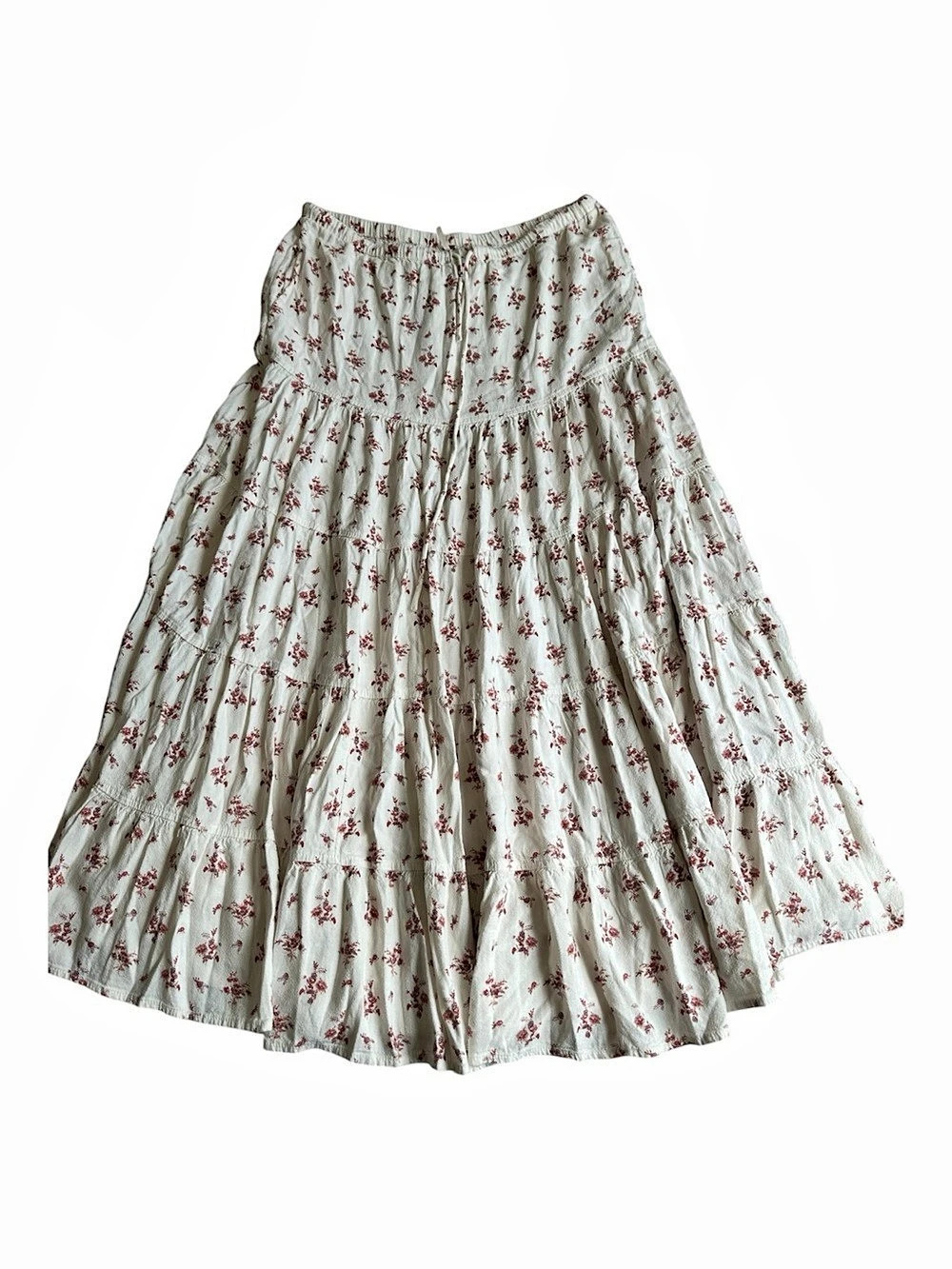 Free People Nova Maxi Skirt Floral White & Pink Waist Large